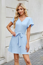 Jane - Vestido de color sólido con cuello en V
