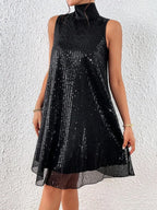 Vestido para mujer con lentejuelas y cuello alto - Lareine