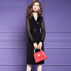 Sophie - Elegante vestido de noche con mangas en punto negro