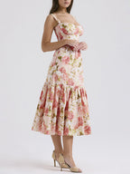 Fryda - Suave vestido floral halter midi