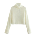 Eva - Jersey de cuello alto de canalé para mujer