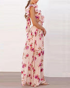 Sofía - Vestido Largo de Verano con Espalda Descubierta y Estampado Floral