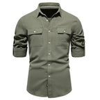 Camisa para hombre de algodón bolsillos frontales estilo casual - Nicolás