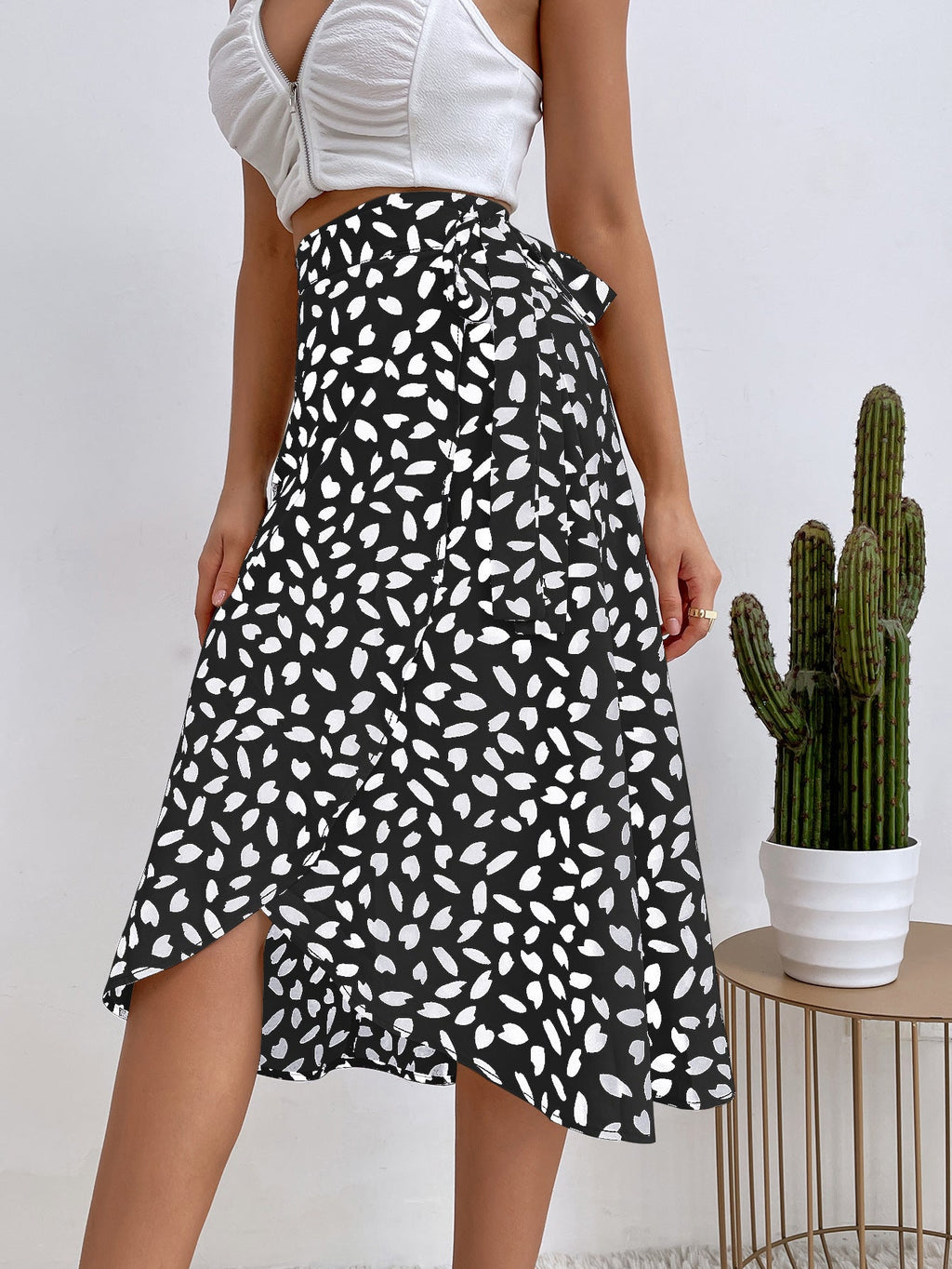 Falda envolvente mujer estilo boho estampado asimétrico verano - Isadora