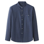 Camisa para hombre de rayas verticales cuello mao estilo casual - Iker