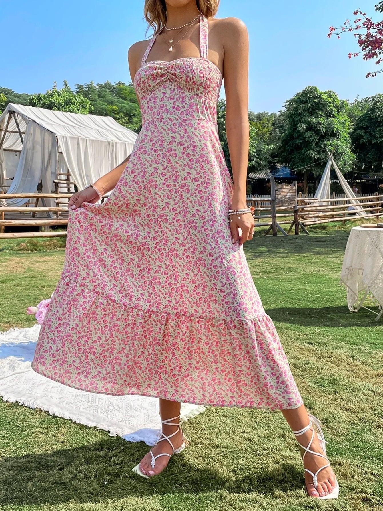 Regina - Vestido sin mangas con escote halter