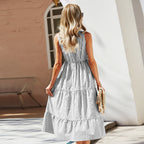 Vestido midi mujer sin mangas estilo camisero a rayas - Estela