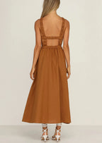 Vestido midi mujer con aberturas laterales algodón lino - Camila