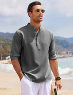 Camisa para hombre cuello mao algodón ligero estilo casual - Adrián