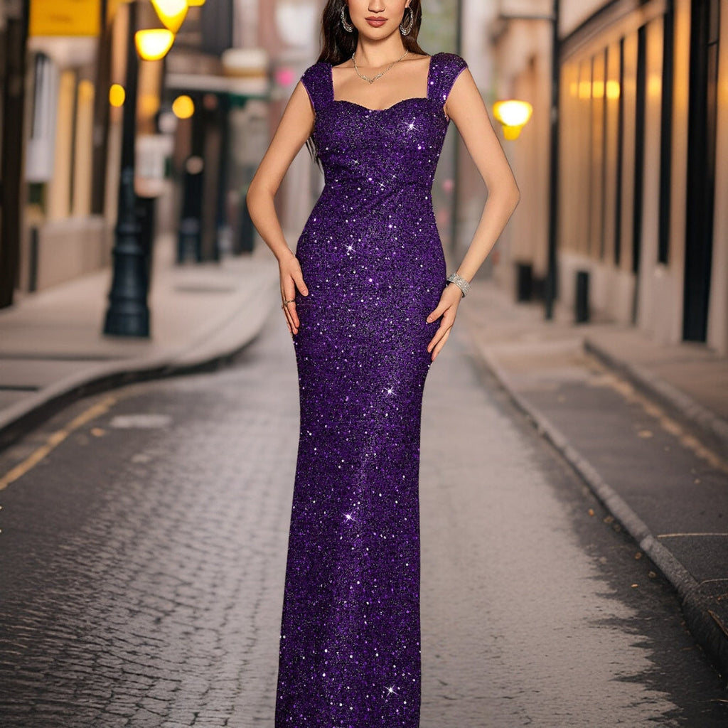 Elisse - Vestido de noche de lentejuelas a la moda