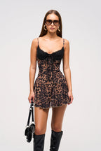 Vestido corto para mujer con estampado animal - Giselle