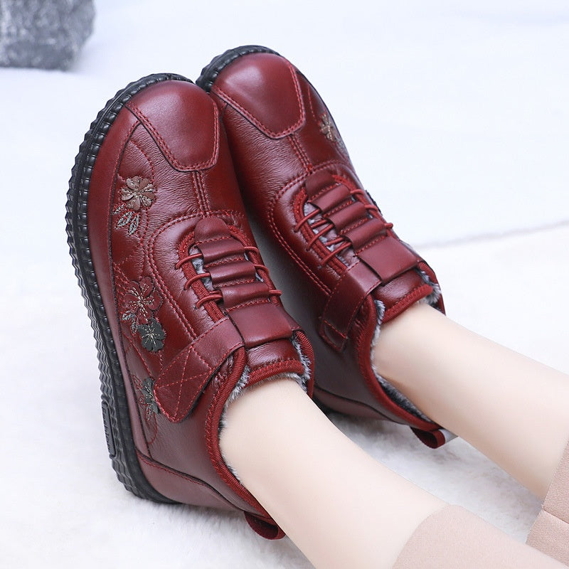 Zapatos ortopédicos acolchados de invierno para mujer diseño bordado - Indigo