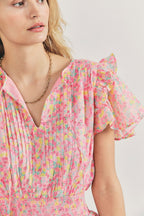 Ella - Sweet Style Minivestido con volantes y estampado floral