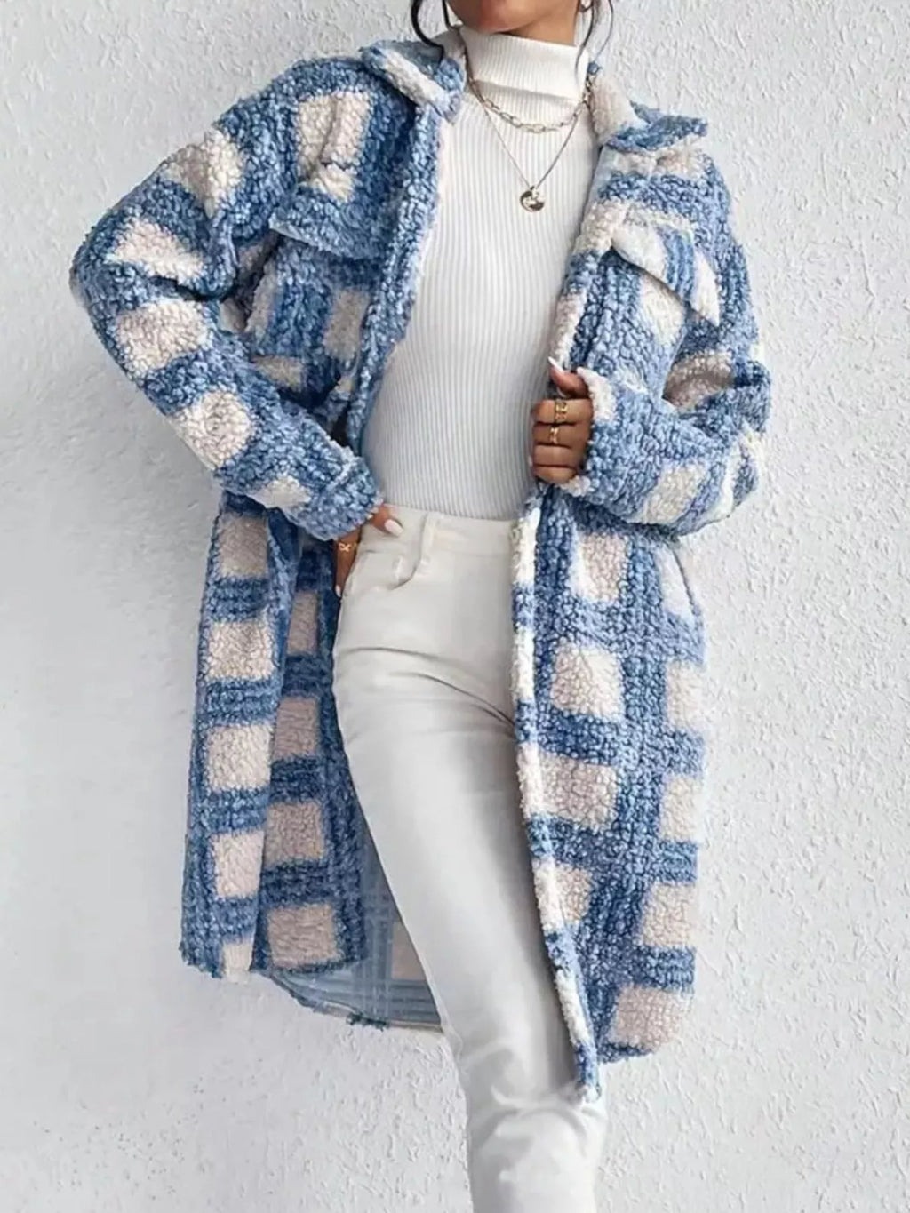 Abrigo largo de tejido boucle con diseño para mujer - Sereane