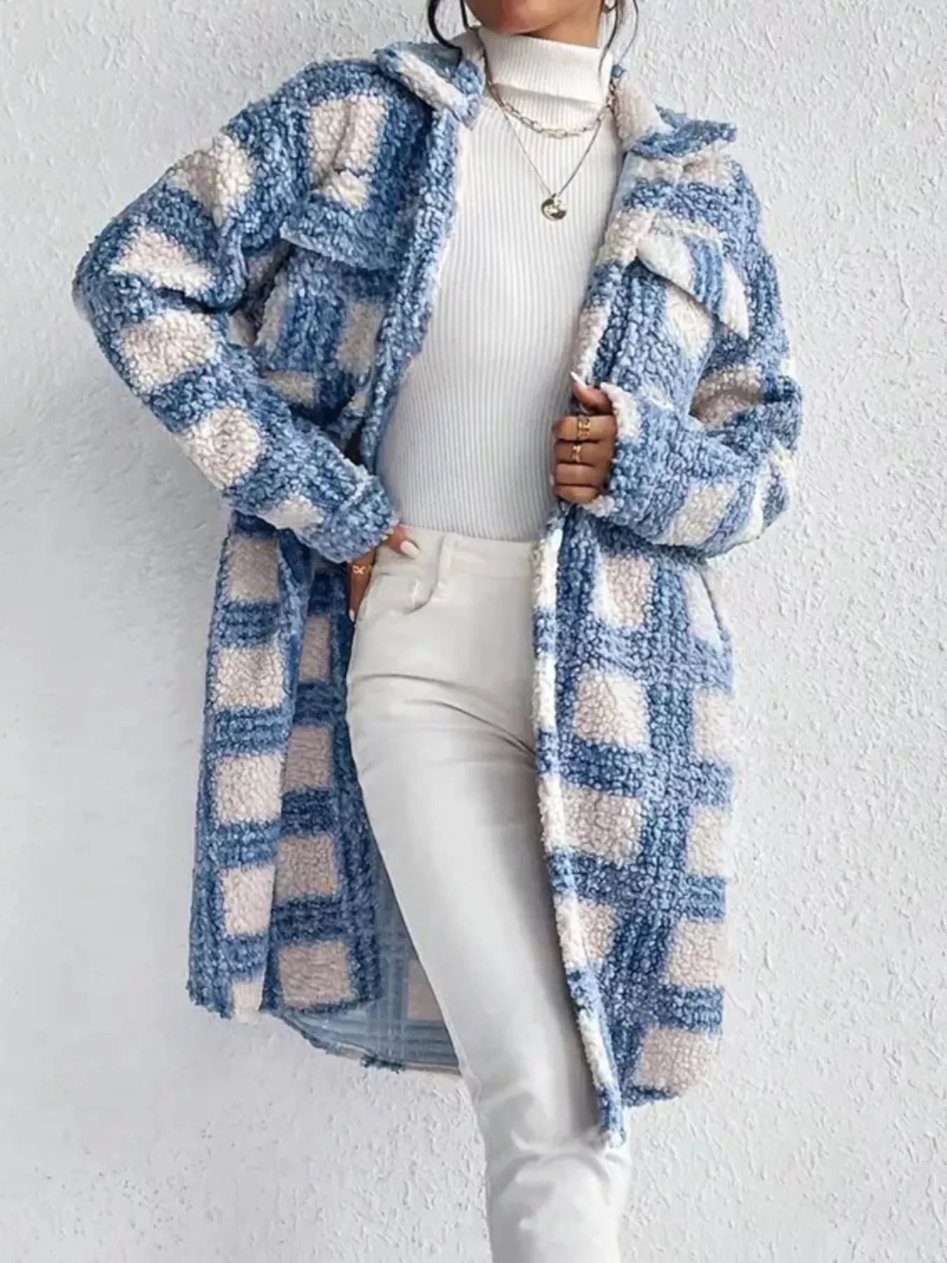 Abrigo largo de tejido boucle con diseño para mujer - Sereane