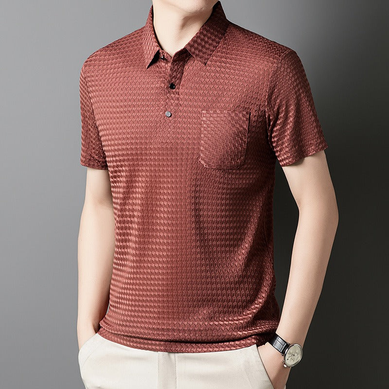 Polo para hombre de tejido geométrico con bolsillo frontal - Marcelo