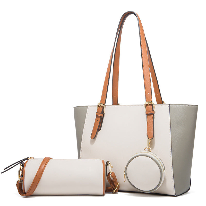 Bolsa tote femenina elegante con diseño bicolor