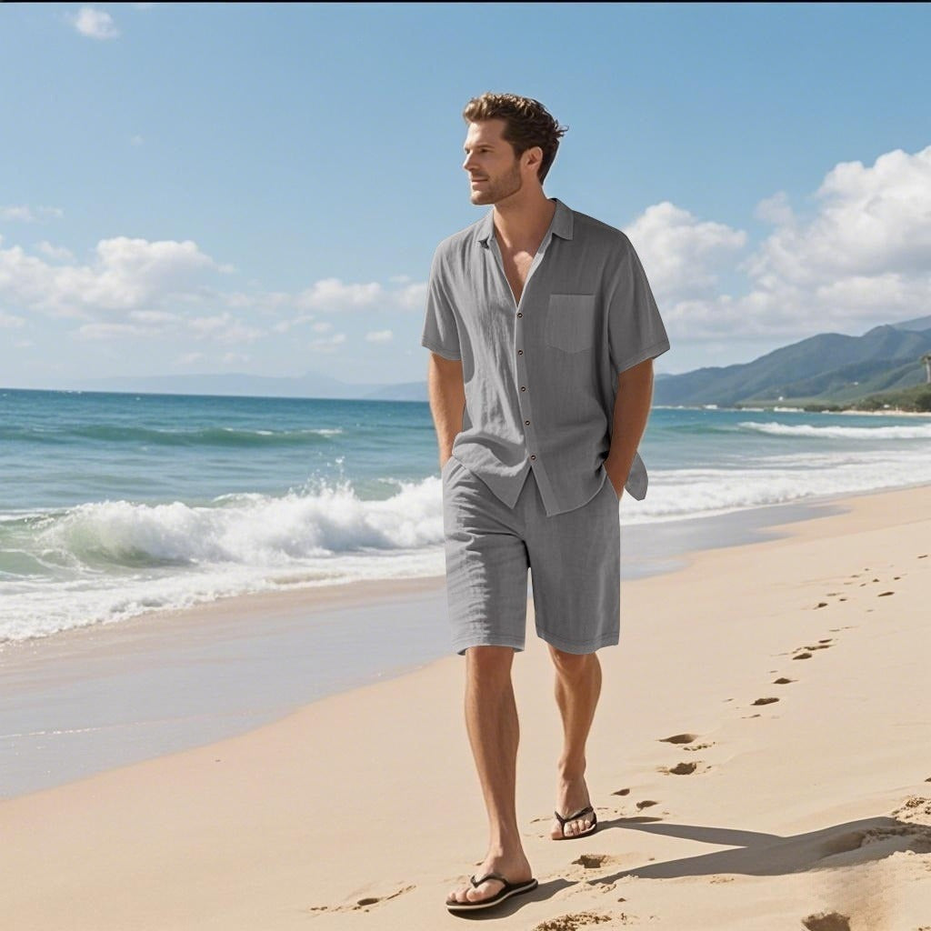 Conjunto de verano para hombre lino transpirable estilo casual - Mateo