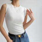 Lena - Camiseta sin mangas con escote redondo para mujer