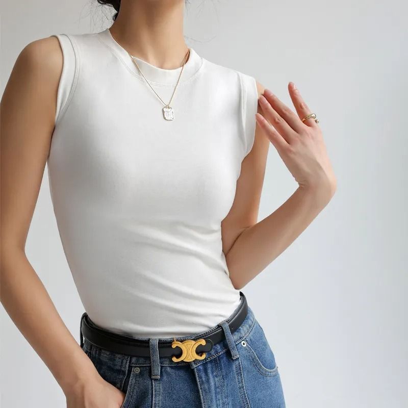 Lena - Camiseta sin mangas con escote redondo para mujer