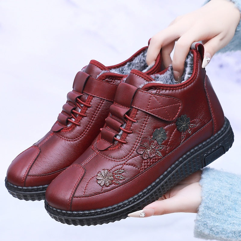 Zapatos ortopédicos acolchados de invierno para mujer diseño bordado - Indigo