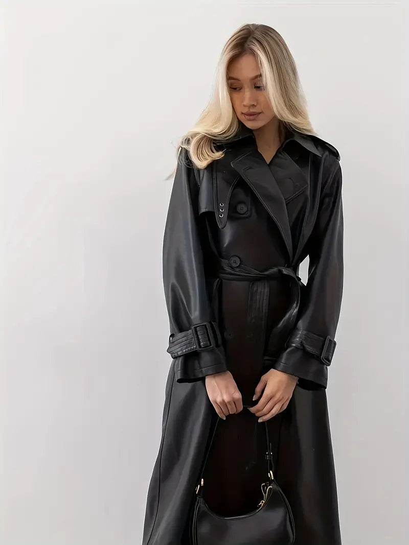 Gabardina de cuero con cinturón - Hayle