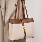 Bolso de hombro para mujer de lona con detalles en piel estilo estructurado - Emilia