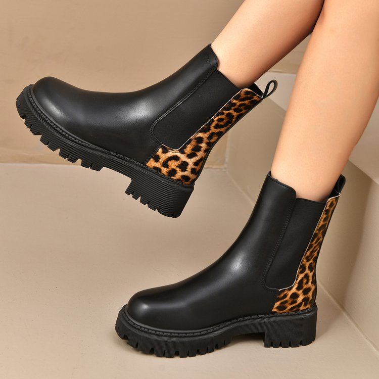 Botas de caña media para mujer suela gruesa efecto combinado - Elvira