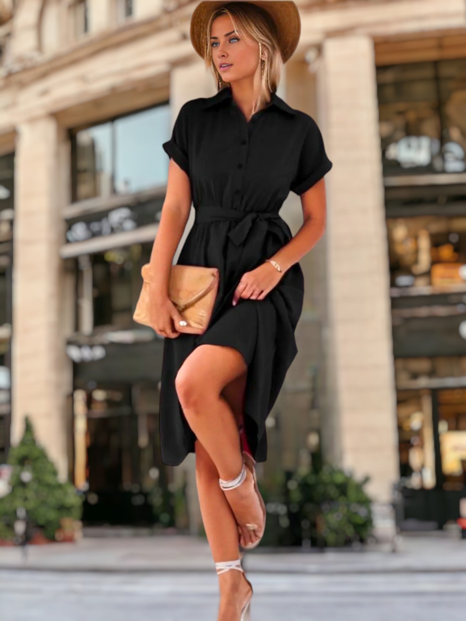 Hannah - Vestido clásico con cuello femenino y cómodo