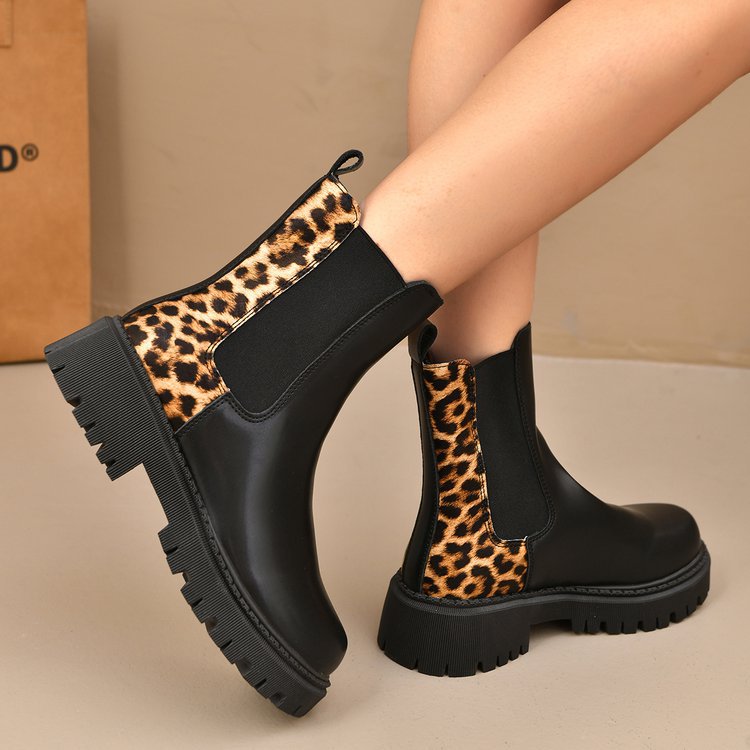 Botas de caña media para mujer suela gruesa efecto combinado - Elvira