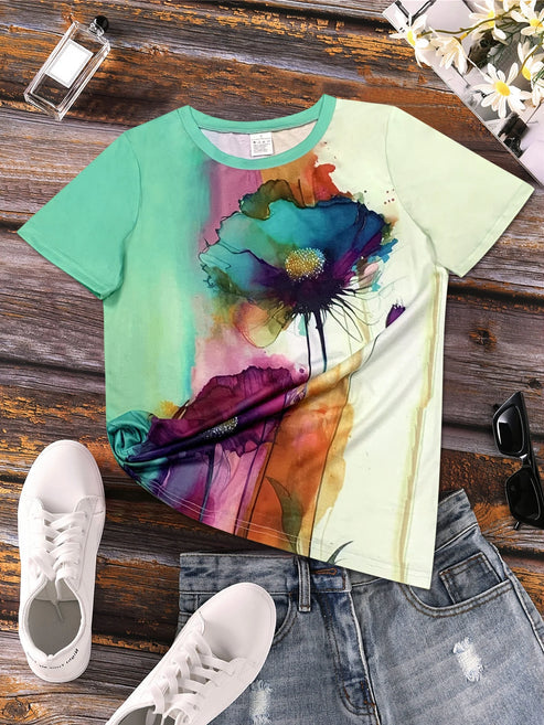 Fabienne - Camiseta con estampado floral y manga corta