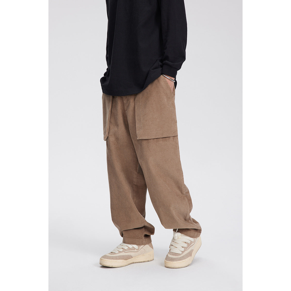 John - Pantalones casual de pana retro rectos para hombre