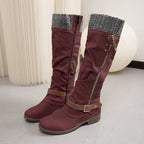 Botas largas con cremallera y detalle de lana - Mireille
