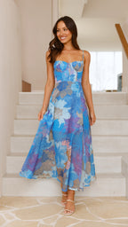 Vestido largo de fiesta con estampado floral - Nancy