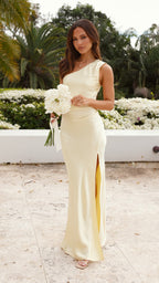 Vestido largo de un solo hombro para mujer - Rousa