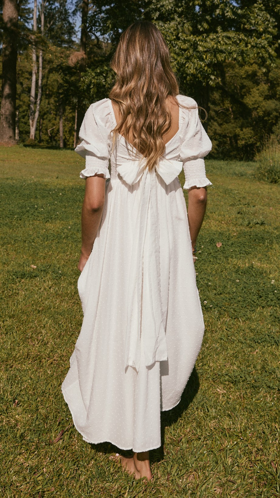 Vestido midi blanco con hombros descubiertos para mujer - Renata