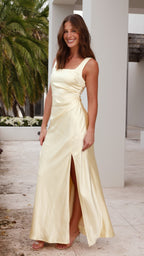 Vestido largo elegante con escote cuadrado para mujer - Alina
