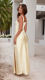 Vestido largo elegante con escote cuadrado para mujer - Alina