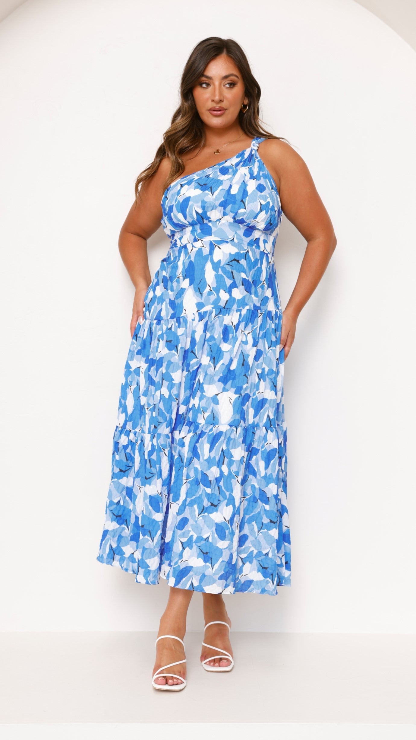 Vestido largo floral de un solo hombro para mujer - Jaisa
