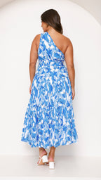 Vestido largo floral de un solo hombro para mujer - Jaisa
