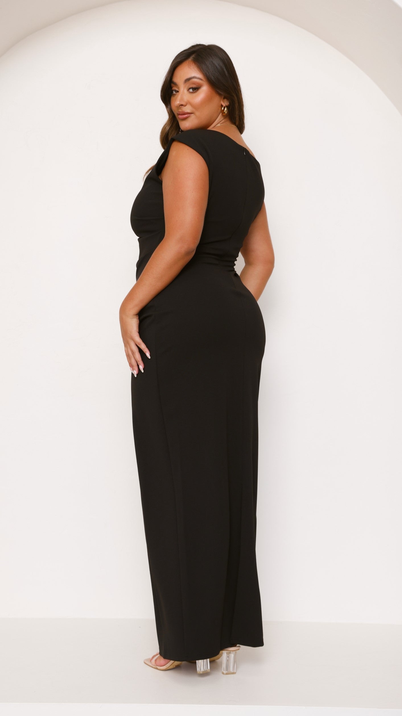 Vestido largo elegante ajustado con escote para mujer - Karely