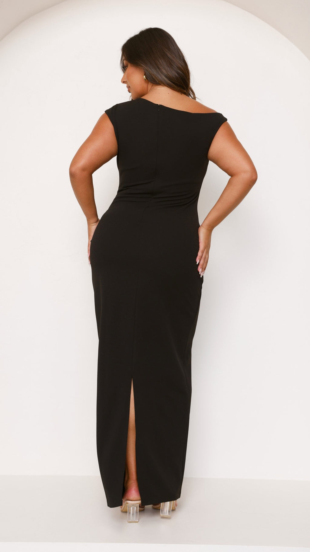 Vestido largo elegante ajustado con escote para mujer - Karely