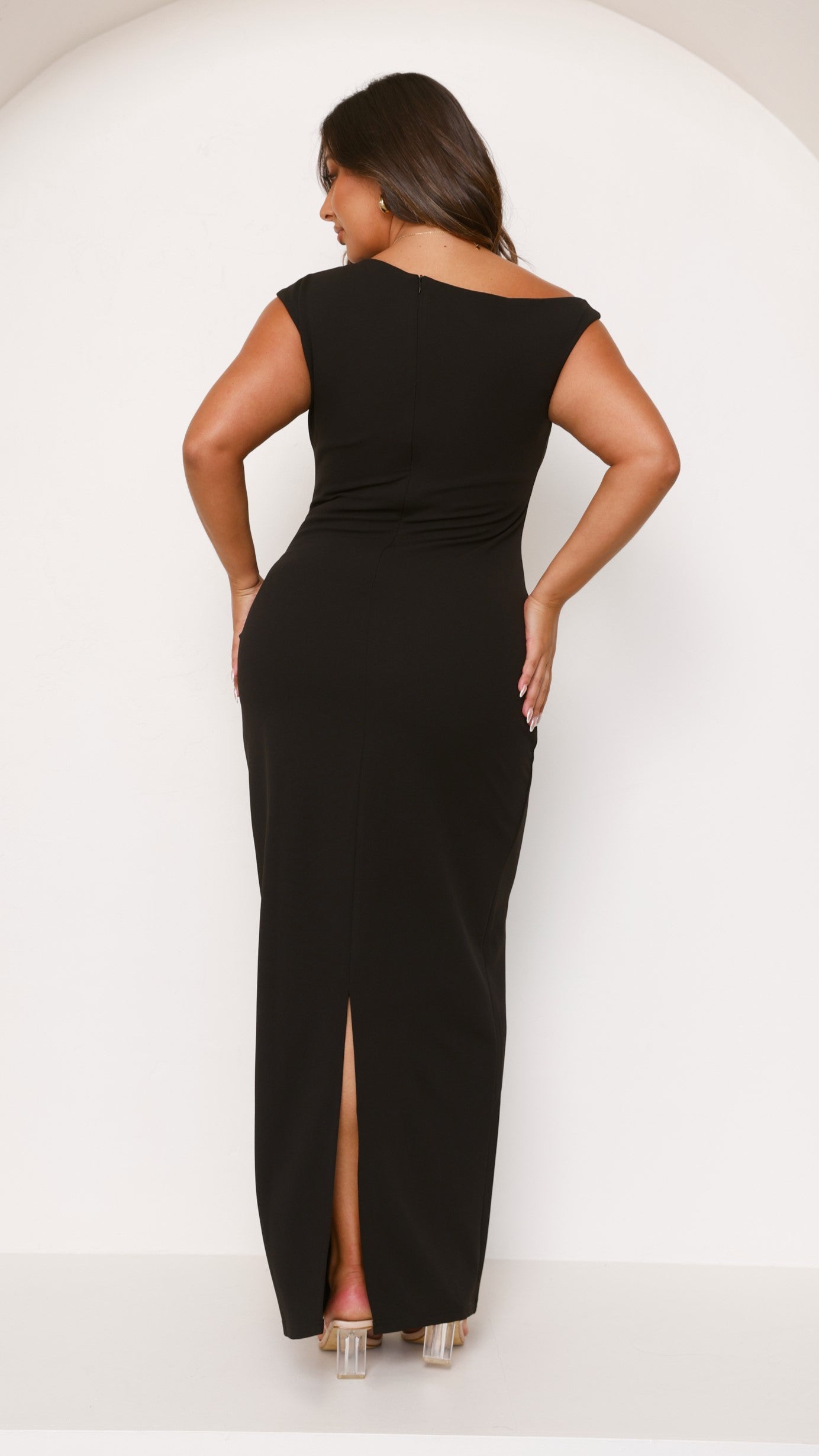 Vestido largo elegante ajustado con escote para mujer - Karely