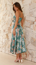 Vestido midi floral con escote anudado para mujer - Loisa