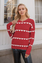 Pullover para mujer con estampado de corazones y cuello redondo - Rúnael