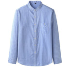 Camisa para hombre de rayas verticales cuello mao estilo casual - Iker