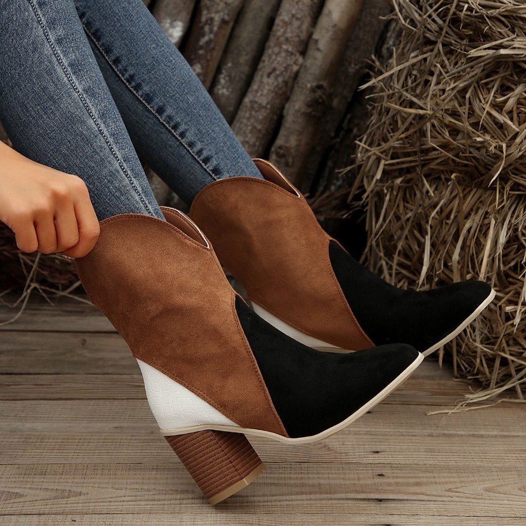 Botines para mujer de ante con tacón cuadrado - Norine