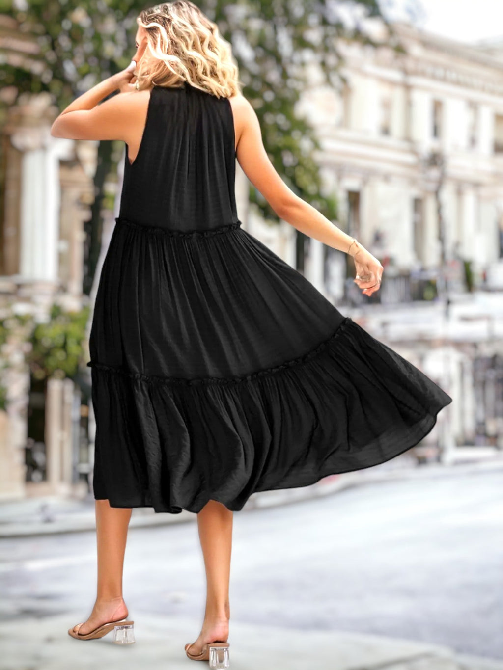 Shirley - Vestido femenino con lazo y cuello en V