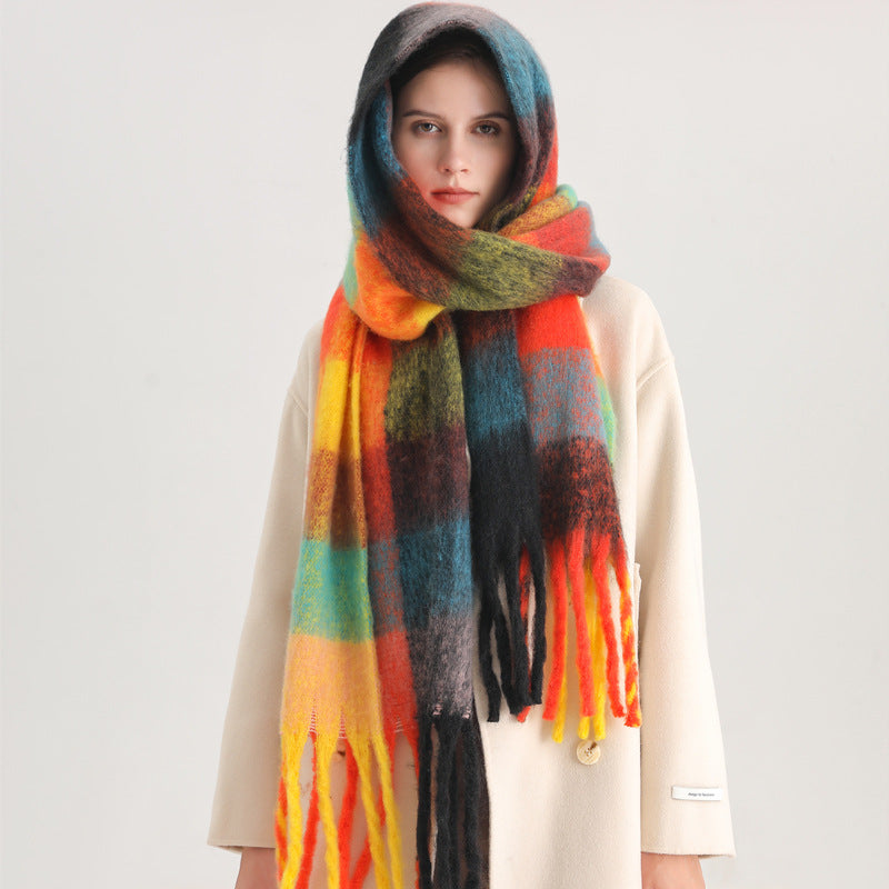 Bufanda amplia para mujer cuadros - Freya