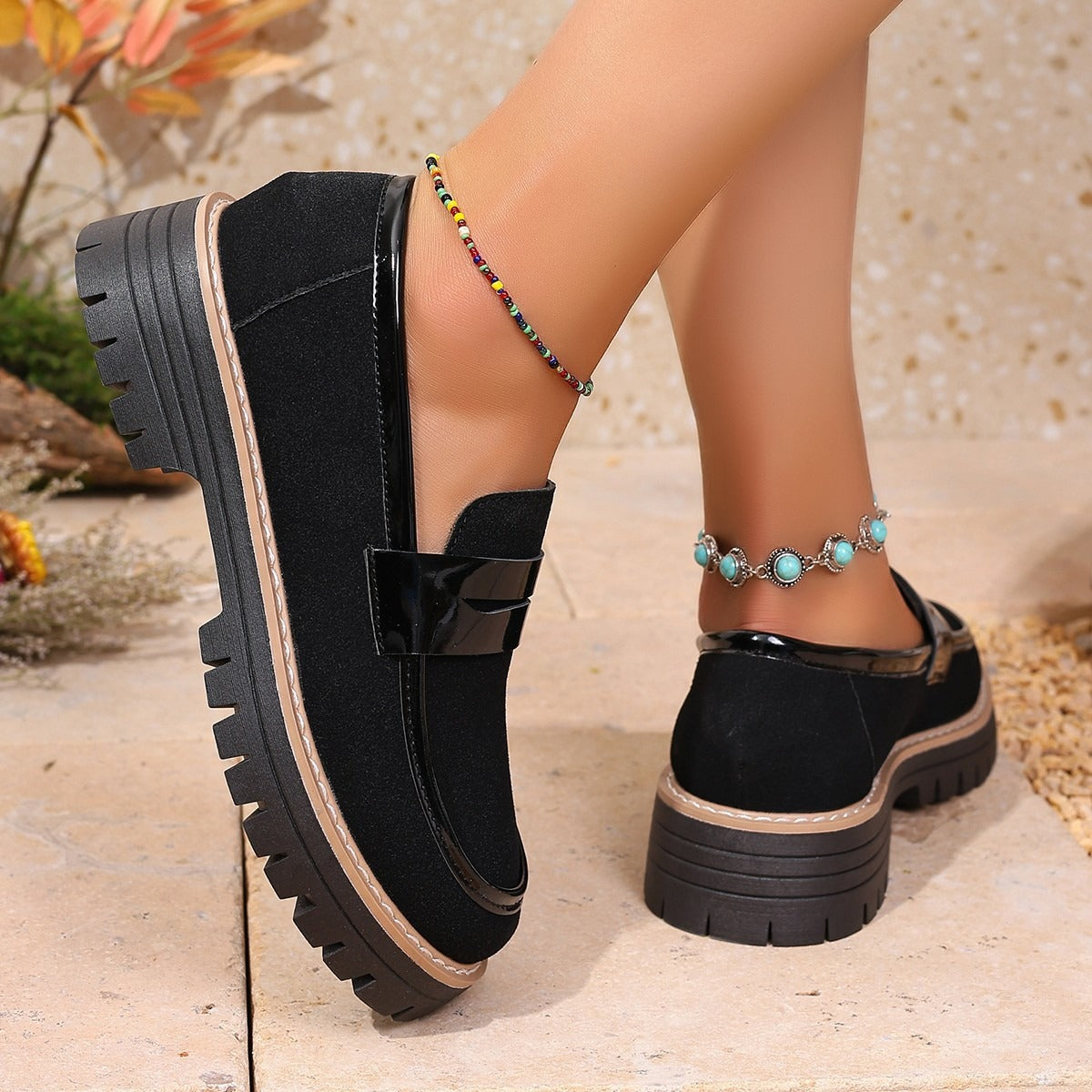Mocasines mujer acabado mate con plataforma chunky - Rebeca